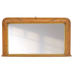 Victorian inlaid walnut Tunbridgeware overmantel mirror, rectangular frame with rounded to...