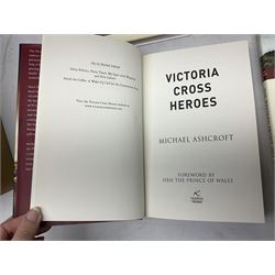 Nine reference books of Victoria Cross interest including four 'VCs of the First World War' series; Martin Ashcroft: Victoria Cross Heroes; John Laffin: British VCs of World War Two; Bryan Perrett: For Valour; Ann Clayton: Martin Leake Double VC; and John Percival: For Valour (9)