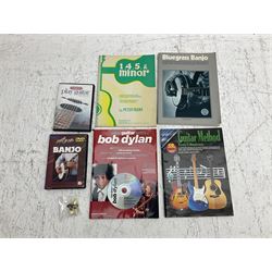 Rally five-string banjo with mahogany solid back L101cm in soft carrying case; and Brunswick Model BF200 acoustic guitar L103cm; with small quantity of instructional DVDs and booklets