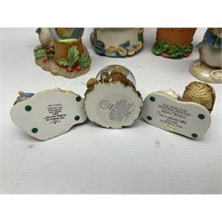 Twelve Border Fine Arts The World of Beatrix Potter and Peter Rabbit Collection figures, including Musical Tailor of Gloucester, Peter Rabbit with Miniature Waterball, Peter Hid in a Flowerpot trinket box, Jemima Puddle Duck with Herbs and Gentleman Mouse, etc