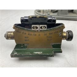 Cooke Troughton & Simms grey painted brass dumpy level in carrying case; and WW2 British .303 Vickers Machine Gun brass Clinometer, stamped 'V.E. 0067' serial No. 2370,  dated 1944 unboxed (2)