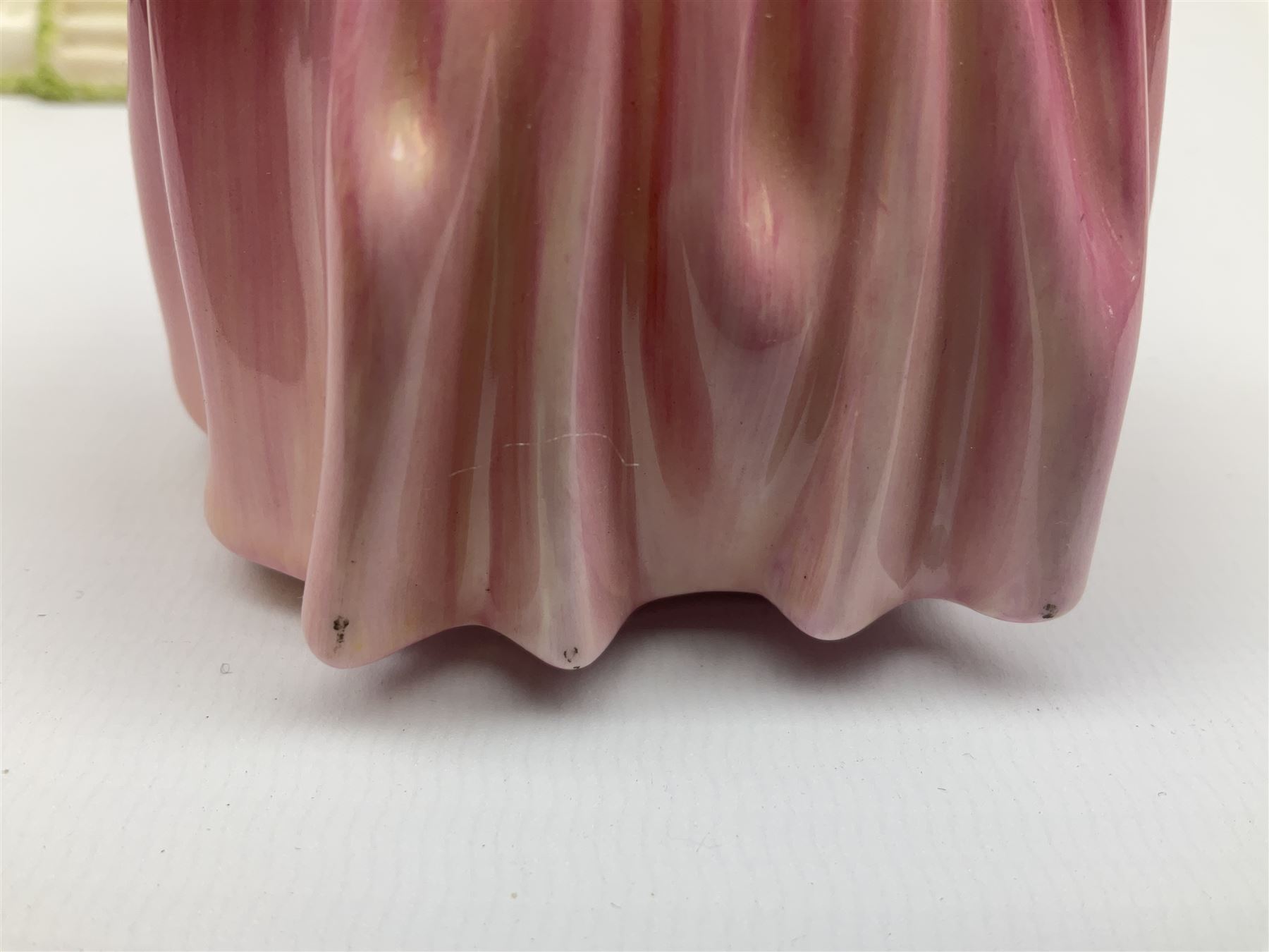 Group of figures, comprising six Royal Doulton examples, Daydreams HN1731, Silks and Ribbons HN2017, Tom Sawyer HN2926, Marie HN1370, Bo-Peep HN1811, and Tinkle Bell HN1677, together with a Dresden type 'lace' example, and a Coalport 'Swiss Cottage', (8)