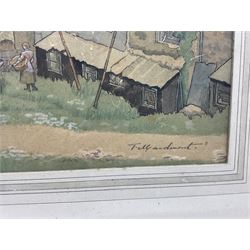 Thomas Maidment (British 1871-c1959): Cornish Coastal Town, watercolour and ink on buff paper signed 33cm x 44cm