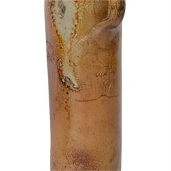 British, a stoneware jug and cover in the manner of Richard Batterham, together with two  stoneware gin flagons 