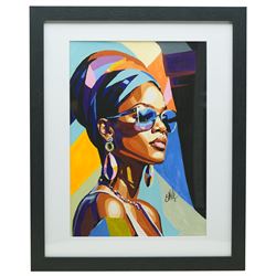 E A Chernenko (Ukrainian contemporary): Rhianna - Pop Art, acrylic on paper signed, certificate of authenticity verso 41cm x 29cm