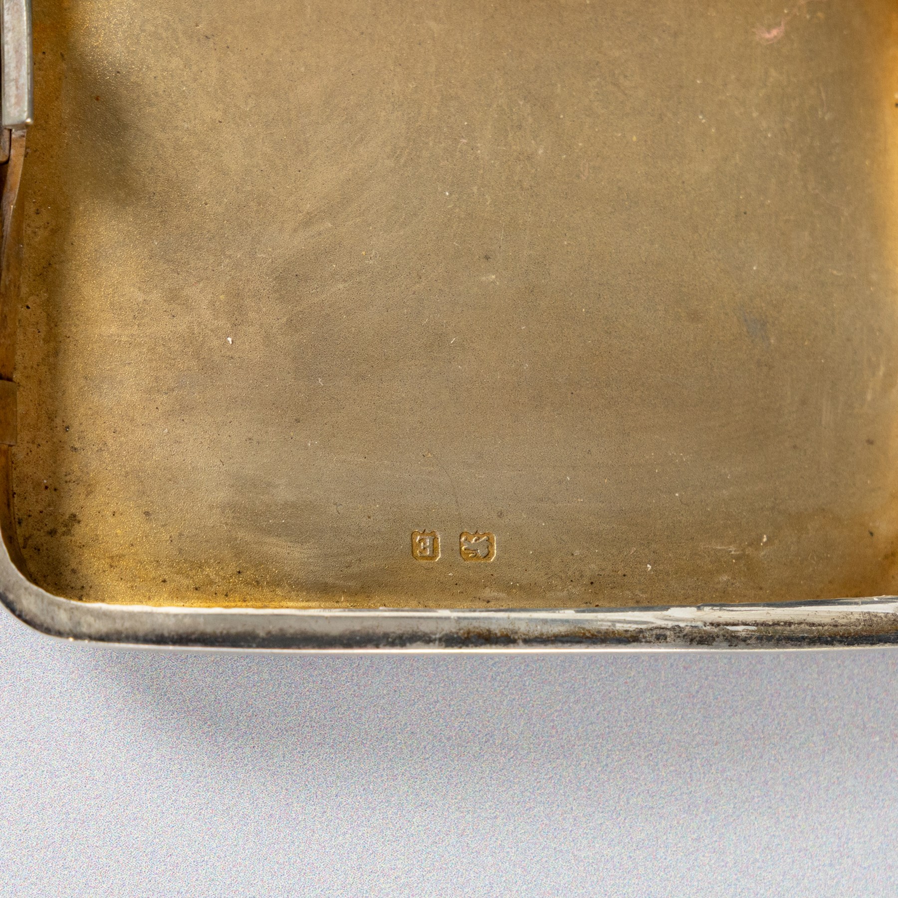 1920s silver cigarette case, with engine turned decoration and engraved monogram, hallmarked John Henry Wynn, Birmingham 1929