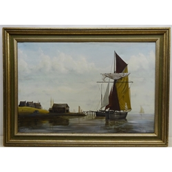  Alan S Philpott (British 20th century): Fishing Boats off the Coast, oil on canvas signed 60cm x 90cm   