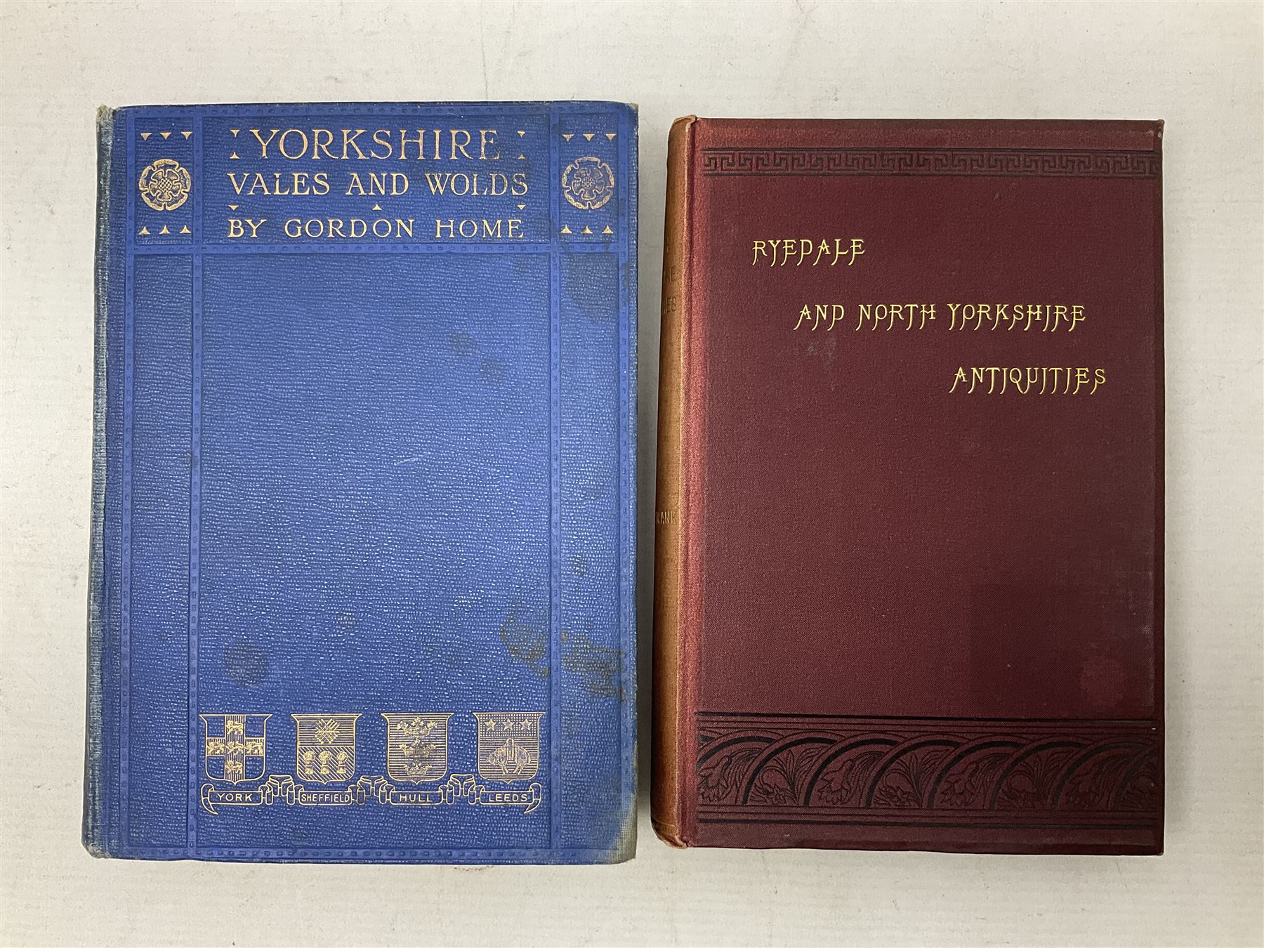 Collection of seven books comprising The Evolution of an English Town, Pickering & Yorkshire, pub J.M Dent & Co 1905,  Yorkshire, and Yorkshire Vales and Wolds all by Gordon Home, Thorton le Dale R.W. Jeffery 1931, A Ballade upon a Wedding Sir John Suckling, Nimrod's Hunting Tours and Ryedale and North Yorkshire Antiquities, George Frank, pub. Simpson York