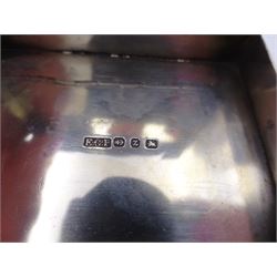 Late Victorian silver snuff box, of rectangular form, engraved with flowers and scrolls, within geometric borders, hallmarked Eustace George Parker, Birmingham 1899, stamped beneath Pearce & Sons Silversmiths, Leeds, W7.6cm