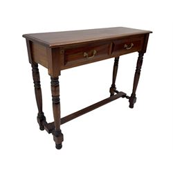 Mahogany side table, rectangular top over two drawers