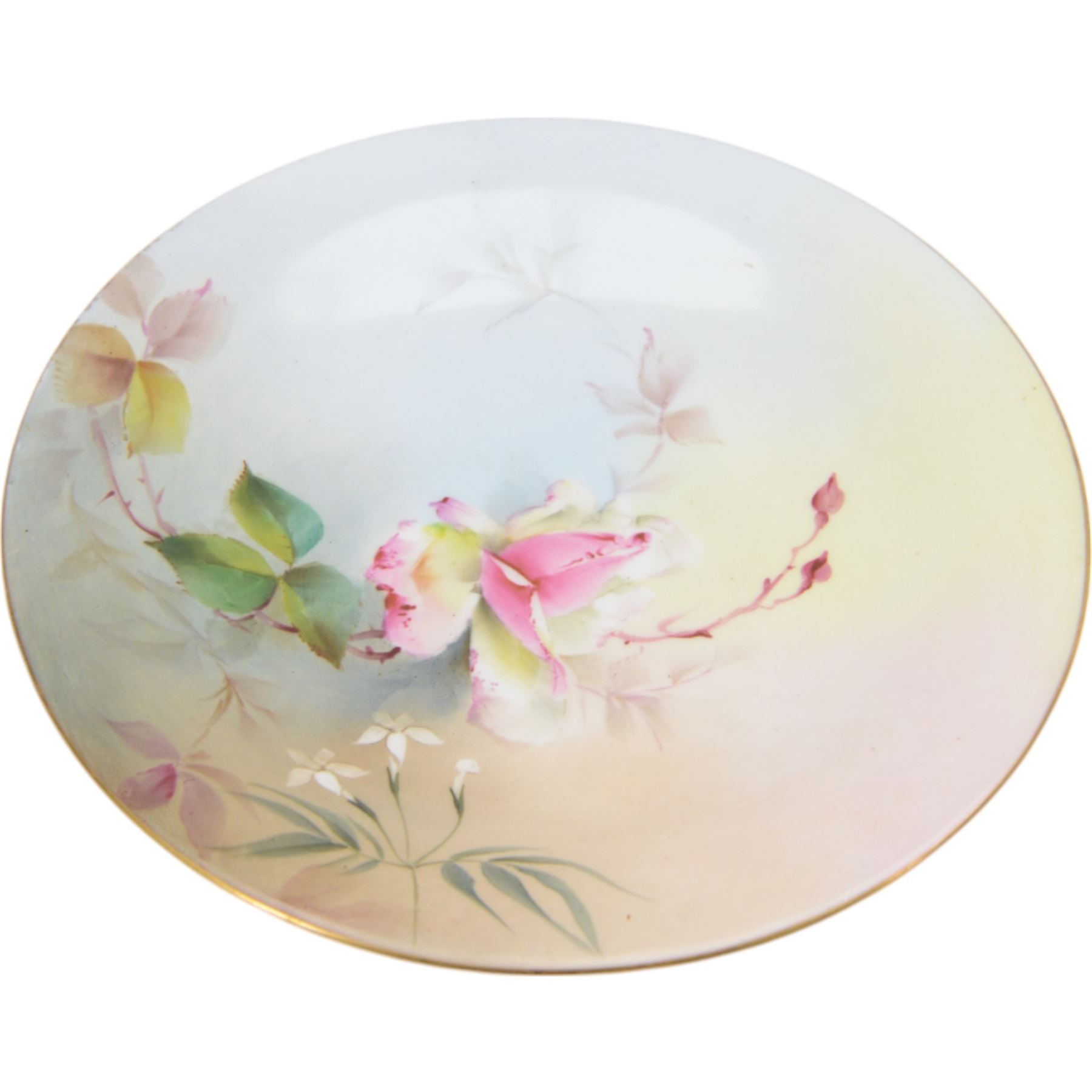 Royal Worcester dessert service with hand painted roses, comprising twelve plates and four comports and two tazza