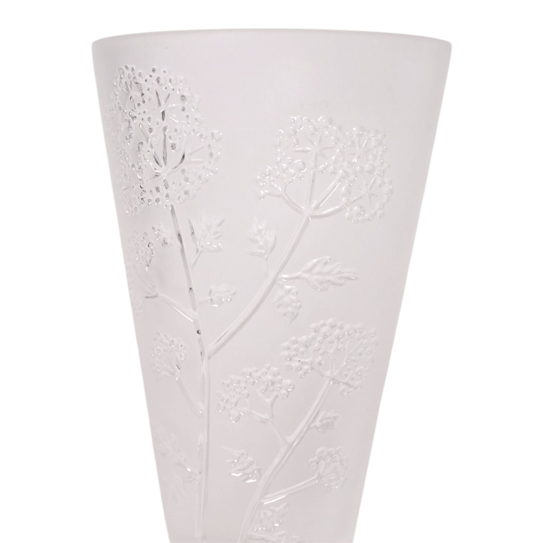Lalique Ombelles frosted glass vase, marked Lalique France, H16cm 