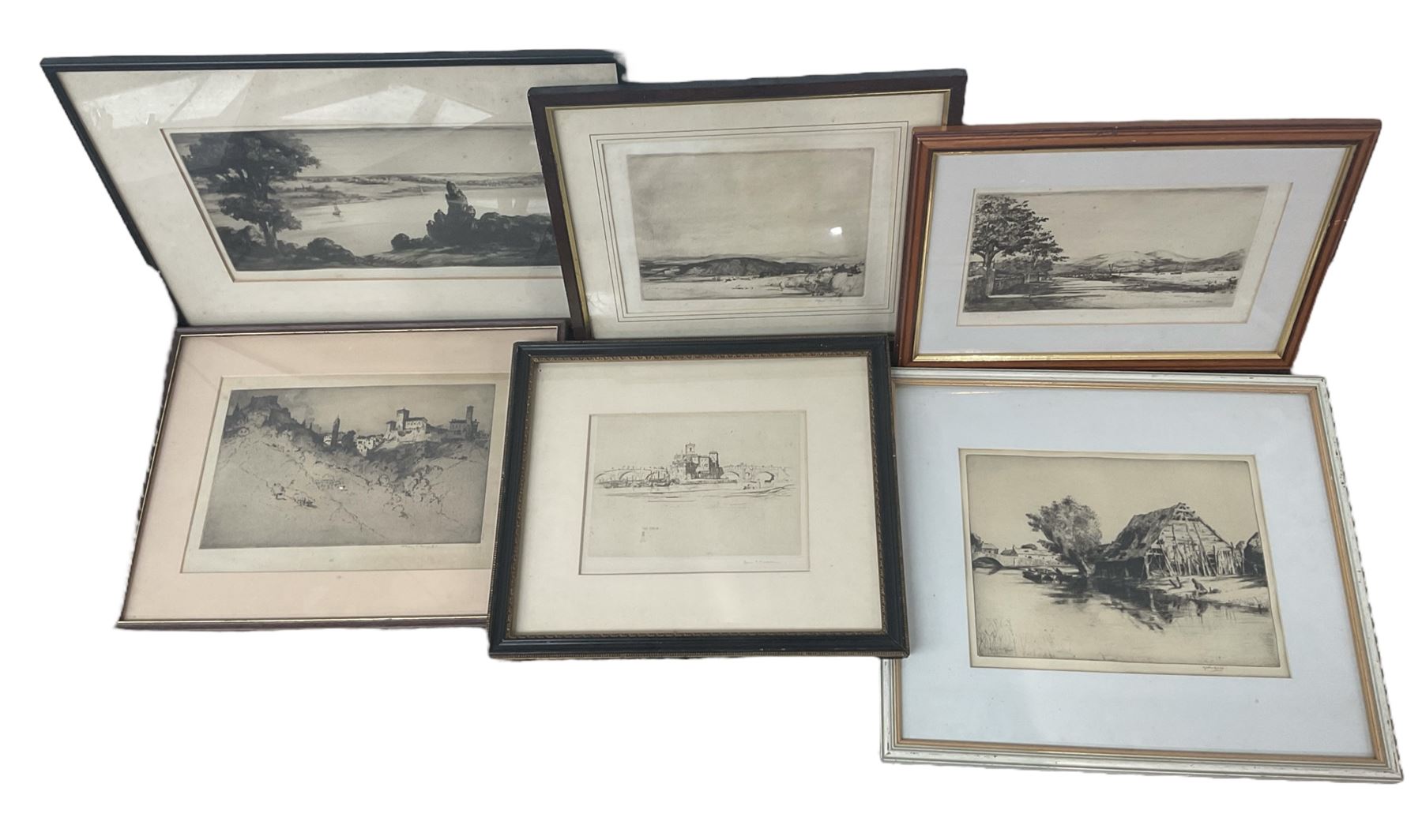 Collection of etchings to include Louis Conrad Rosenberg, Albany E Howarth, Sidney Tushingham, Alfred Bentley and Martin Hardie in one box (6)
