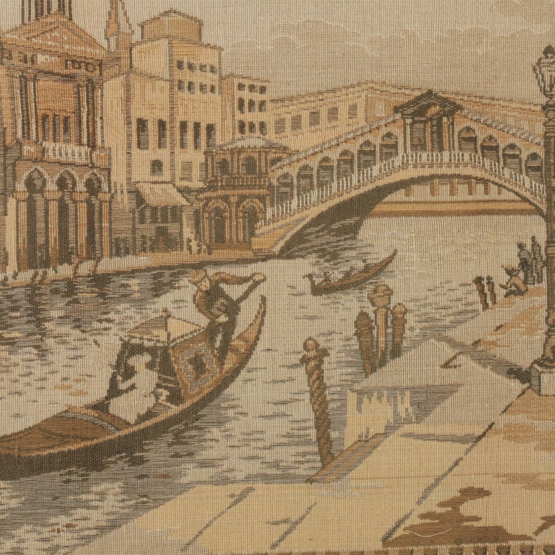 Pair of  machine woven tapestries, of Venezia and Napoli, framed H55cm, L149cm   