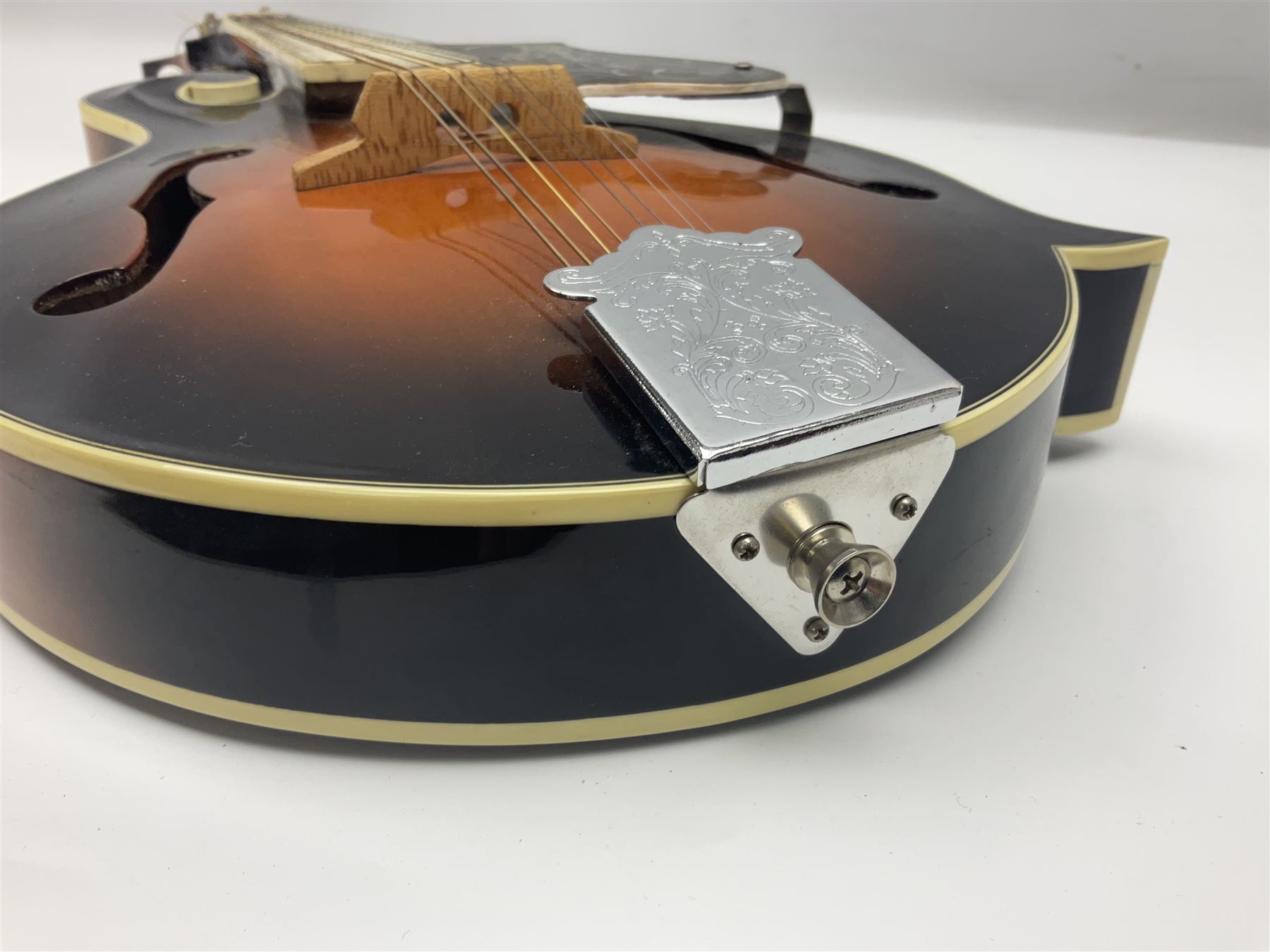 Ashbury F-Model eight-string mandolin, model no.IMF-150 with two-piece maple back and ribs and sunburst top, mother-of-pearl inlay; bears maker's label; L69cm