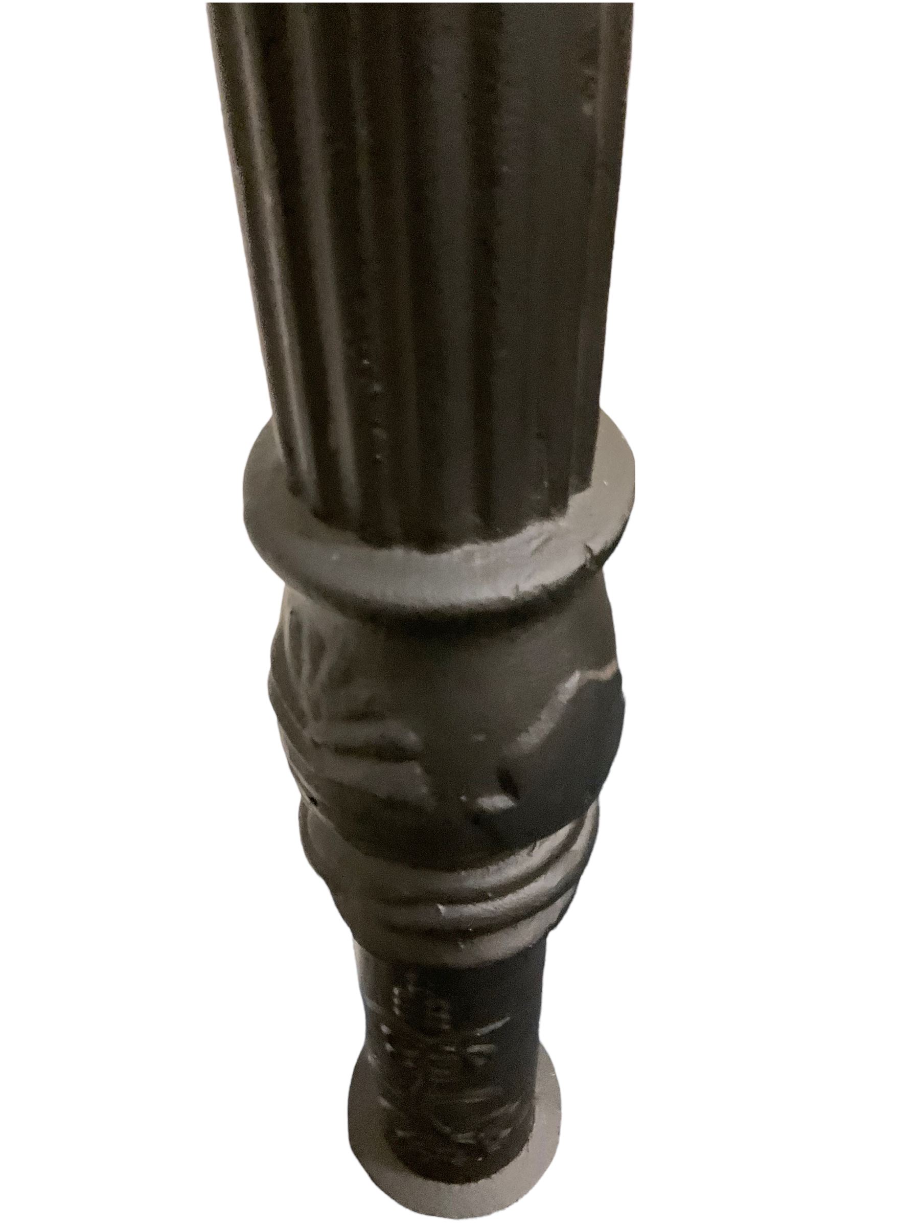 Victorian style cast iron street lamp, fluted column with hexagonal base, four glass lantern top