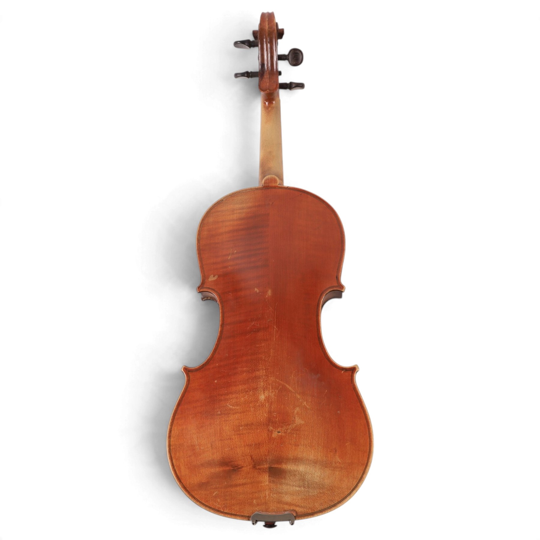 Early 20th century copy of an Antonius Stradivarius violin, with two piece back, ebonised finger board and tuners, the interior label reading 'Modele dapres Antonius Stradivarius Cremonensis anno 1721', in hard case with bow, length 62cm