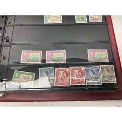 Stamps including St Helena, Fiji, Southern Rhodesia, Malaya, Bermuda, Queen Victoria and later Ceylon, various Universal Postal Union 1949 etc, housed in six albums/folders