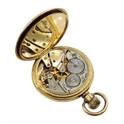 Vertex Revue gold-plated open face, key wound 15 jewels lever, railroad presentation pocket watch, white enamel dial with Roman numerals, case by Dennison, inner dust cover inscribed 'B R Southern Region F. Blackwell in Appreciation of 45 Years Service', 