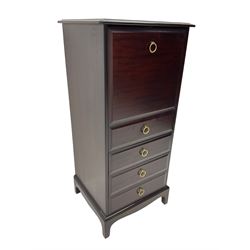Stag Minstrel - narrow mahogany cabinet chest, fall front over four drawers