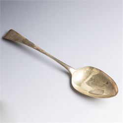 Collection of silver flatware, comprising set of six Georgian teaspoons, three Victorian Exeter silver dessert forks, Georgian Old English pattern table spoon, etc all hallmarked