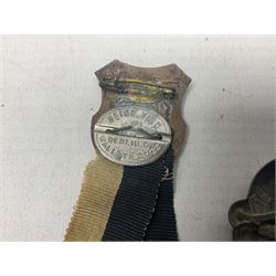 Imperial German Prussian Army Service Veterens Association badge; 'SS' type first pattern cap skull; Luftwaffe metal eagle uniform insignia; and another metal eagle cap insignia (possibly police?) (4)