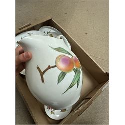 Royal Worcester Evesham pattern part dinner service, including covered jars, covered serving dishes, sauce jugs, dinner plates, side plates etc  