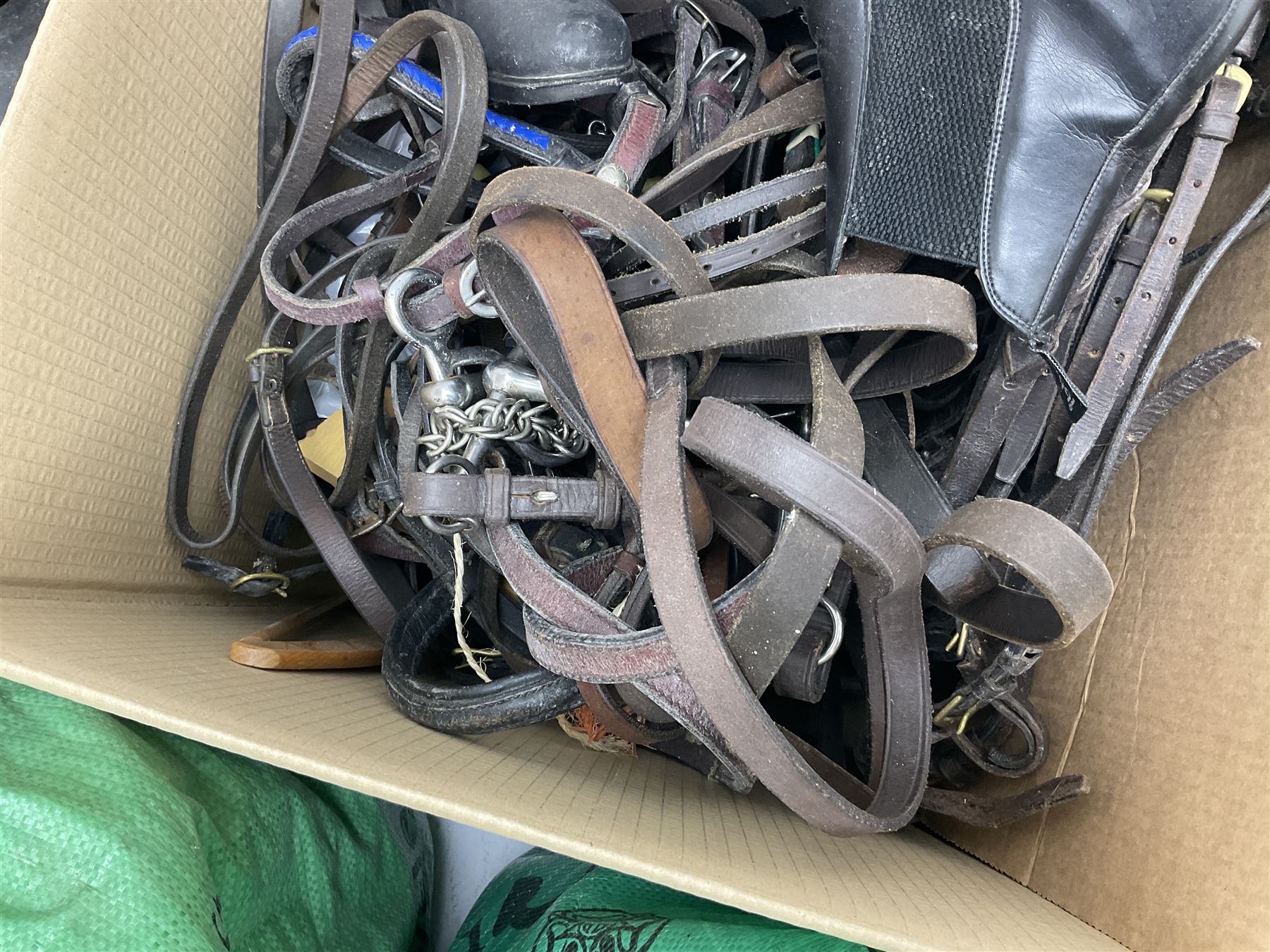 Quantity of horse tack to include bits, bridles, lunging equipment, brushing boots, tail guards, jodpa boots etc  