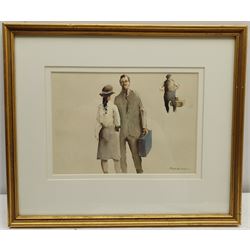 Michael Curgenven (Contemporary): 'Winter Evening Spofforth', oil on board signed, titled verso 25cm x 37cm; Philip Gardner (British 1922-1986): Man with Briefcase, watercolour signed 17cm x 25cm