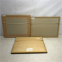 William Eyre Walker (British 1847-1930): River Landscape, watercolour signed, Abbey Ruins, probably Newminster Abbey Northumberland, late 19th century watercolour unsigned, and River Landscape, early 20th century watercolour indistinctly signed, max 23cm x 35cm (3)