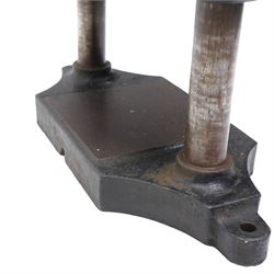 19th century cast iron book press, with large winding handle, H38cm 