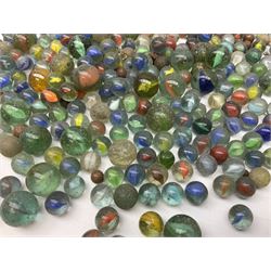 Collection of marbles with multi-coloured latticino or onionskin decoration