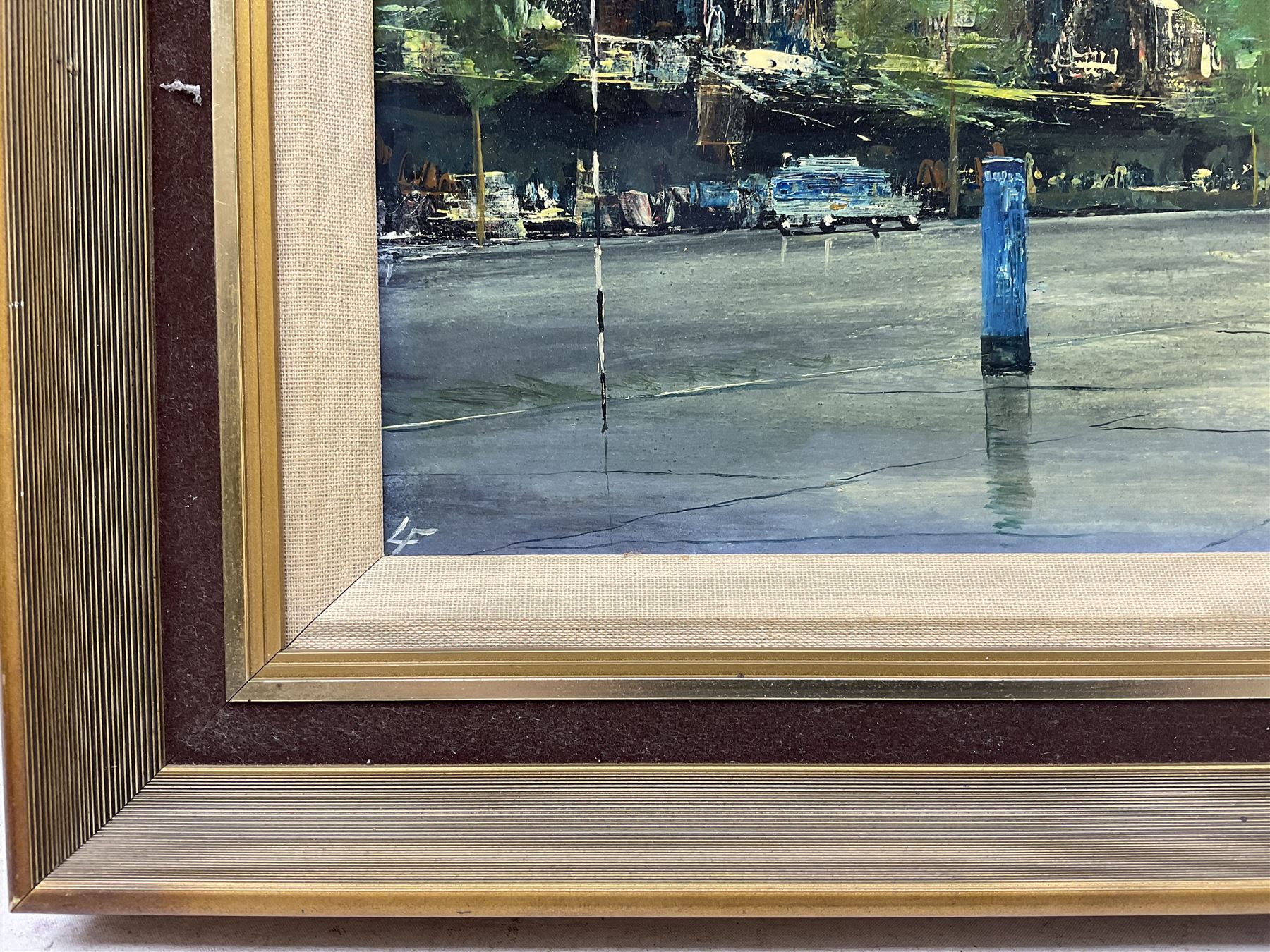 Leonard 'Len' Fenton (British 1926-2022): London Street Scene, oil on board signed with initials 19cm x 59cm
Notes: principally an actor, best known for his role as Dr. Harold Legg in EastEnders, Len Fenton was also an accomplished artist.