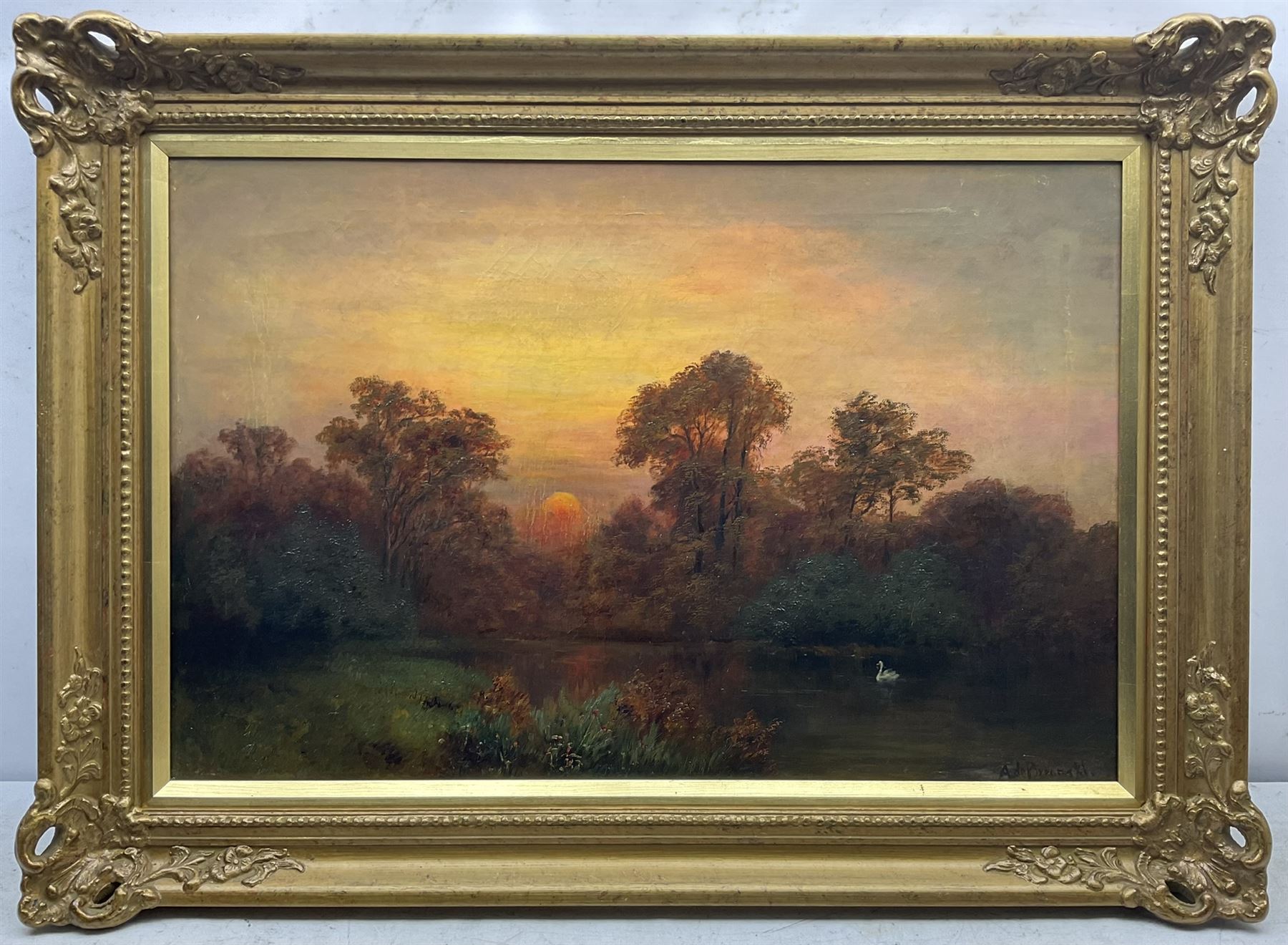 Alfred Fontville de Breanski Jnr. (British 1877-1945): 'When the Sun Goes Down', oil on canvas signed, titled verso 50cm x 75cm