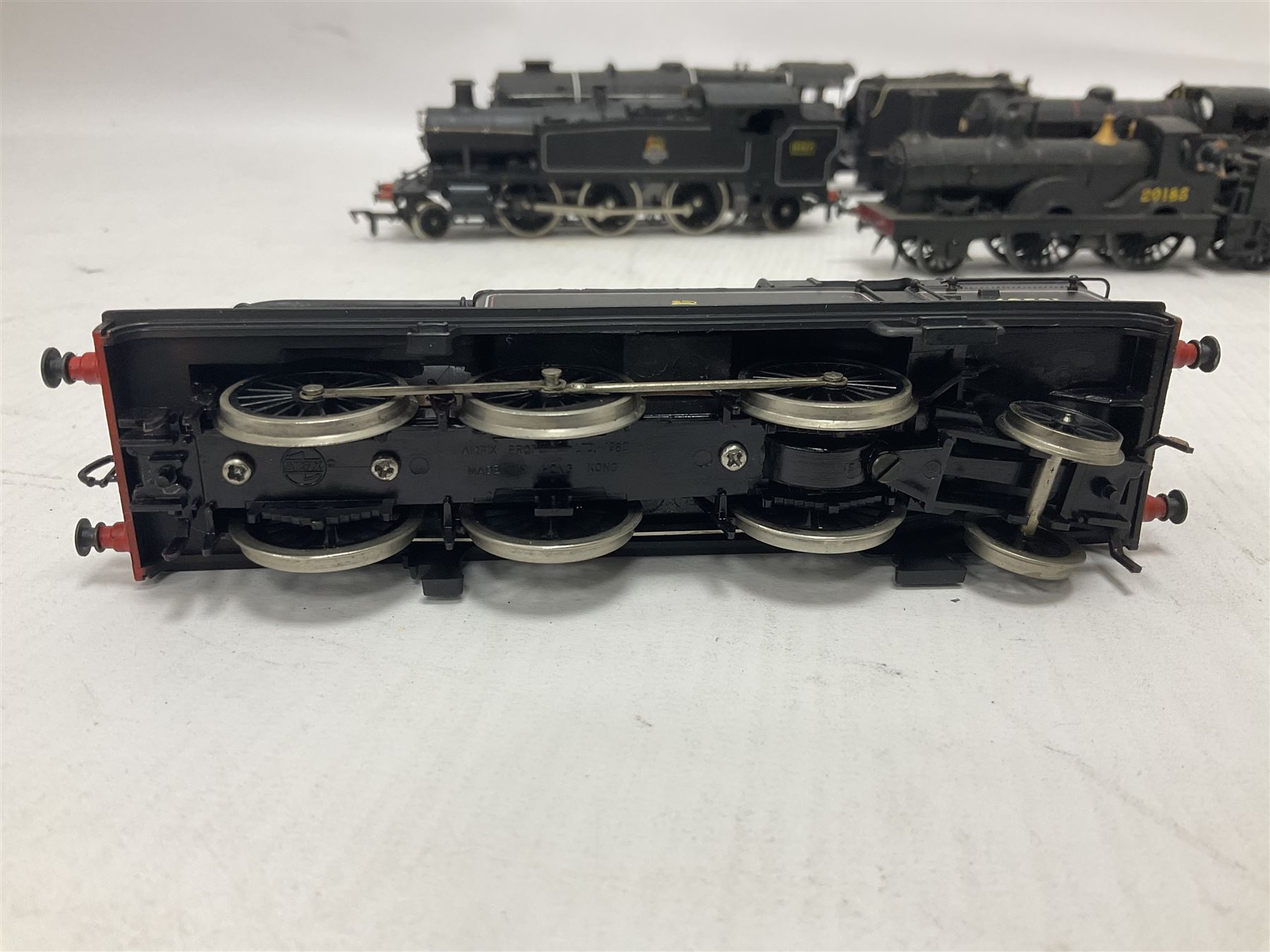 Airfix ‘00’ gauge - seven locomotives comprising Class 7P (Royal Scot) ‘Royal Scots Fusilier’ 4-6-0 no.6103 in LMS black with Mainline tender; two Class N2 0-6-2T no.69531 in BR black; Class 1282 2-4-0 no.20185 in LMS black; Class 61XX 2-6-2T no.6167 in BR black; Class 14XX 0-4-2T no.1466 in GWR green, all unboxed; Class 4F 0-6-0 no.4454 in LMS black, in original box (7)
