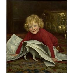 William Henry Gore (British exh.1880-1916): 'Playmates' - Overwhelmed by the News, oil on canvas signed 60cm x 50cm
Provenance: East Yorkshire private collection purchased Anthony Mitchell Fine Paintings, Nottingham; the Count Alarico Palmieri Collection of Dogs and Cats in Art, Christie's London 28th March 1996 Lot 14