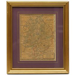 Robert Morden (British c.1650-1703): 'Britannia Saxonica' and  'Warwickshire', two 17th/18th century engraved maps with hand-colouring max 38cm x 31cm (2)