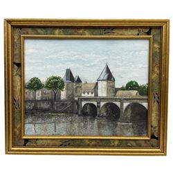G Combrouze (French 20th century): 'Pont Henri IV de Châtellerault', oil on canvas signed and dated 1995, titled verso 31cm x 40cm
