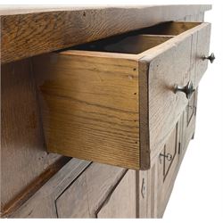 Antix French oak sideboard, fitted with three drawers and cupboards