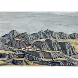 D Eribarren (Spanish 20th century): Landscape - Soria, oil on board indistinctly signed 24cm x 34cm