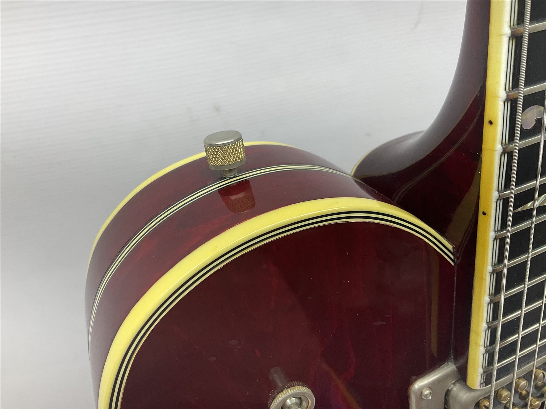 American Gretsch Super Chet semi-acoustic guitar, 1960s/70s, with 'pots' on scratch plate, serial no.5 2071, L111cm overall;  in original hard carrying case  