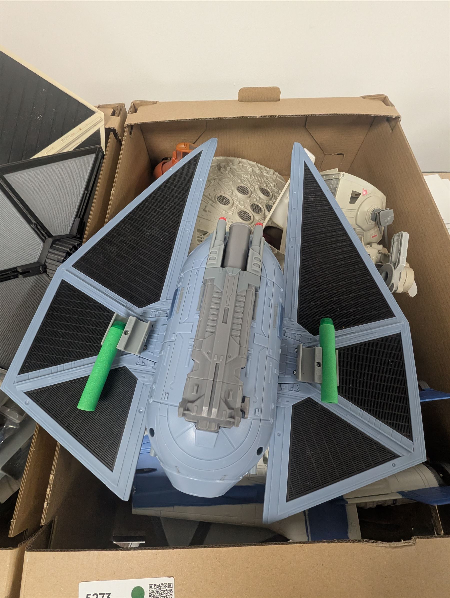 Collection of Star Wars vehicles, including Nerf Rogue One Tie Fighter, Force Link X-Wing, The Force Awakens Xwing, Force Link Kylo Ren's Tie Silencer and Hasbro U-Wing