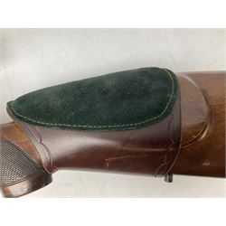 30-06 Steyr-Mannlicher Model M bolt-action rifle, the 61cm hammer forged barrel with side safety, double set trigger and lift-out rotary magazine, walnut stock with chequered pistol grip and fore-end and additional soft leather cheek piece, Pecar Berlin Champion 8 x 45 telescopic sight with quick release mounts, serial no.204791 L111cm FIREARMS CERTIFICATE REQUIRED OR RFD