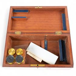 Late 19th century brass microscope by R.J Beck London, serial no. 14496, with four spare lenses in wooden case, 

By vendor repute: Microscope is believed to have belonged to Charles Darwin's youngest son Horace. It was presented to Mount House School Tavistock in 1988 by G.J Willoughby Cashell. It was given to Mr Cashell's maternal great grand father Dr Thomas Lyle whose son Mr Thomas Lyle bequeathed it to his grandson, Mr Cashell. 
