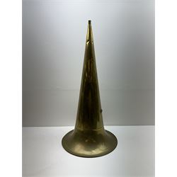 Early 20th century Edison Standard phonograph, with lift-off oak cover, Serial No S160855, brass horn, W25cm