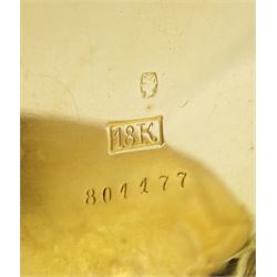 19th / early 20th century 18ct gold half hunter keyless lever pocket watch, white enamel dial with Roman numeral hour markers and subsidiary seconds dial, back case with monogramed initials, stamped 18K with Helvetia hallmark