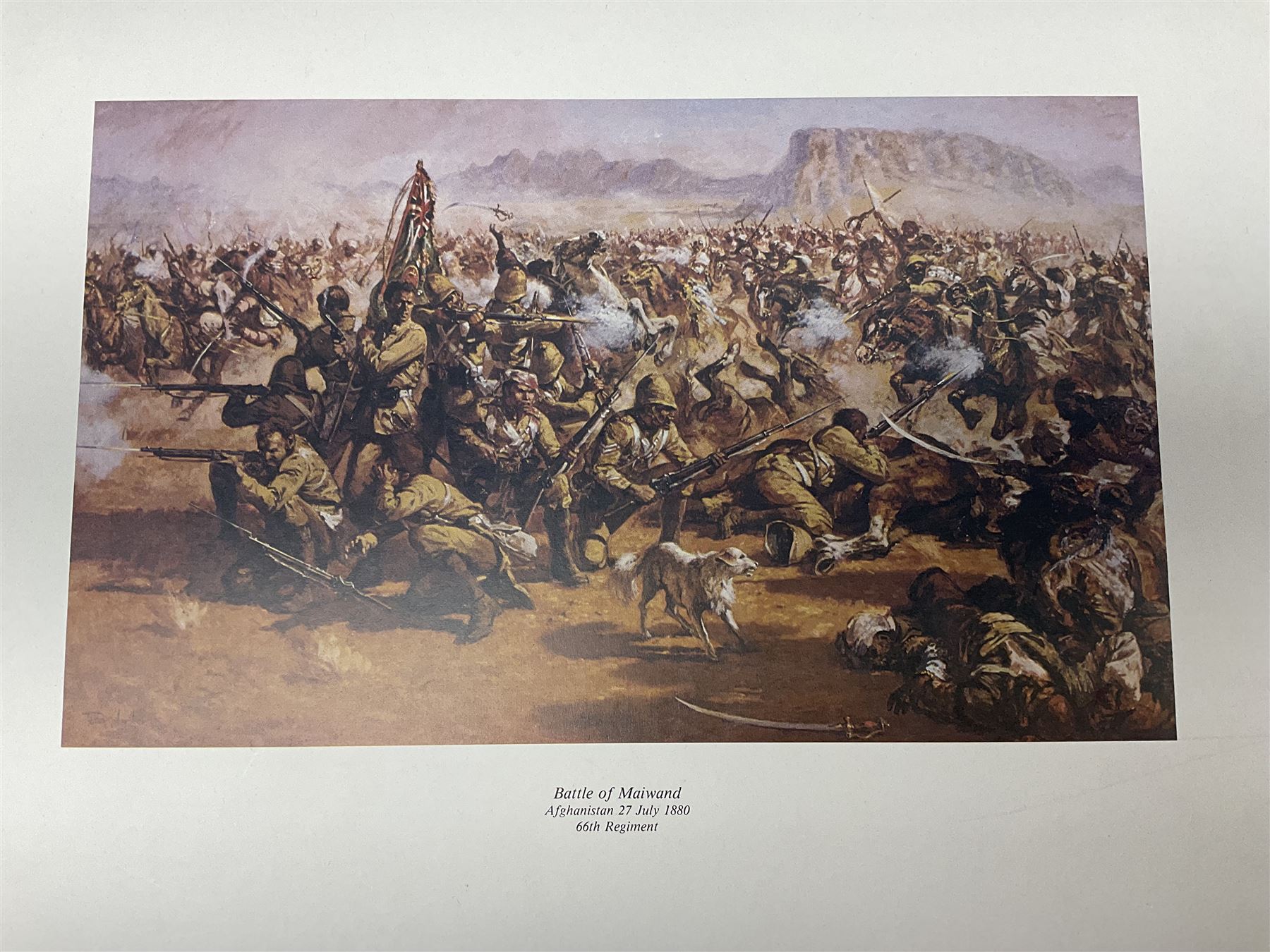 Large poster entitled 'Crests and Badges of the British Army in Daily Use 56 x 86cm; together with twenty-five colour prints of military interest including Crimean War, Boer War, WW2 etc; various sizes; all unframed