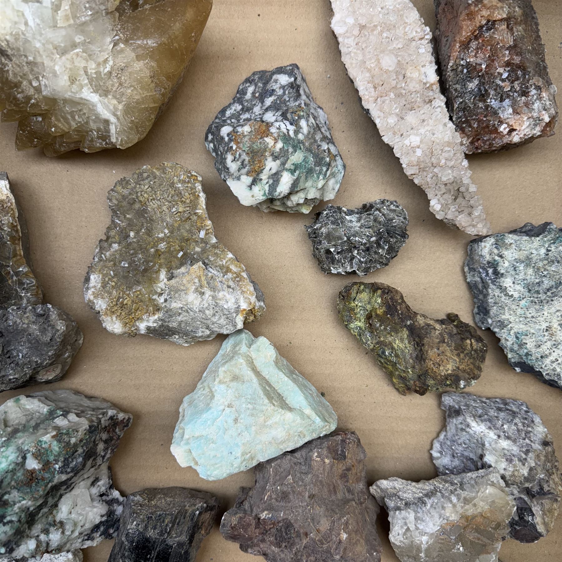 Large private collection of minerals and fossils including, Malachite, Azurite, Amethyst, agate, coprolite (fossilised excrement) etc 