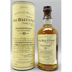  The Balvenie Founder's Reserve Malt Scotch Whisky, Aged 10 Years, in tube, 70cl, 40%vol. Provenance: Yorkshire Private Collector.  