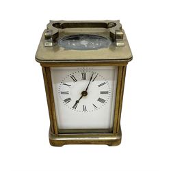 French- late 19th century carriage clock, 8-day timepiece movement with a lever platform e...